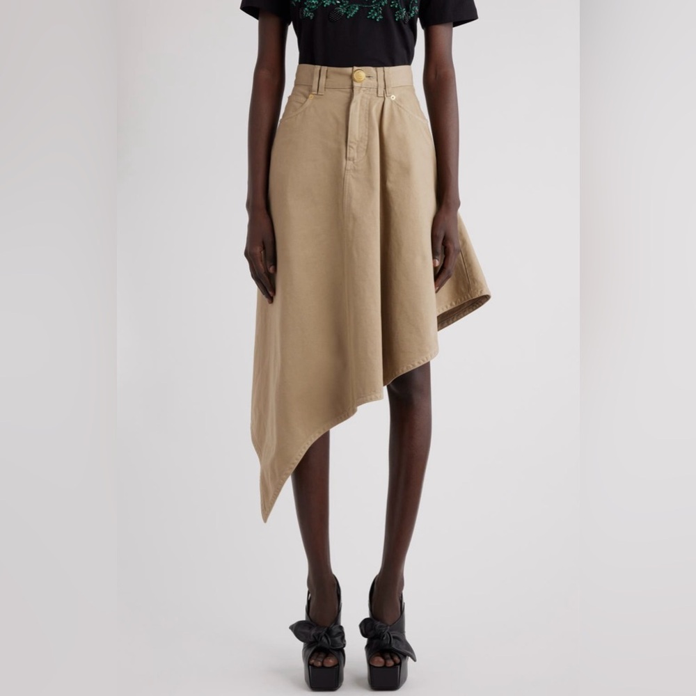 Balmain Asymmetric Cotton Canvas Skirt (0Fk Beige; 4 US / 36 FR) - Picture 1 of 7